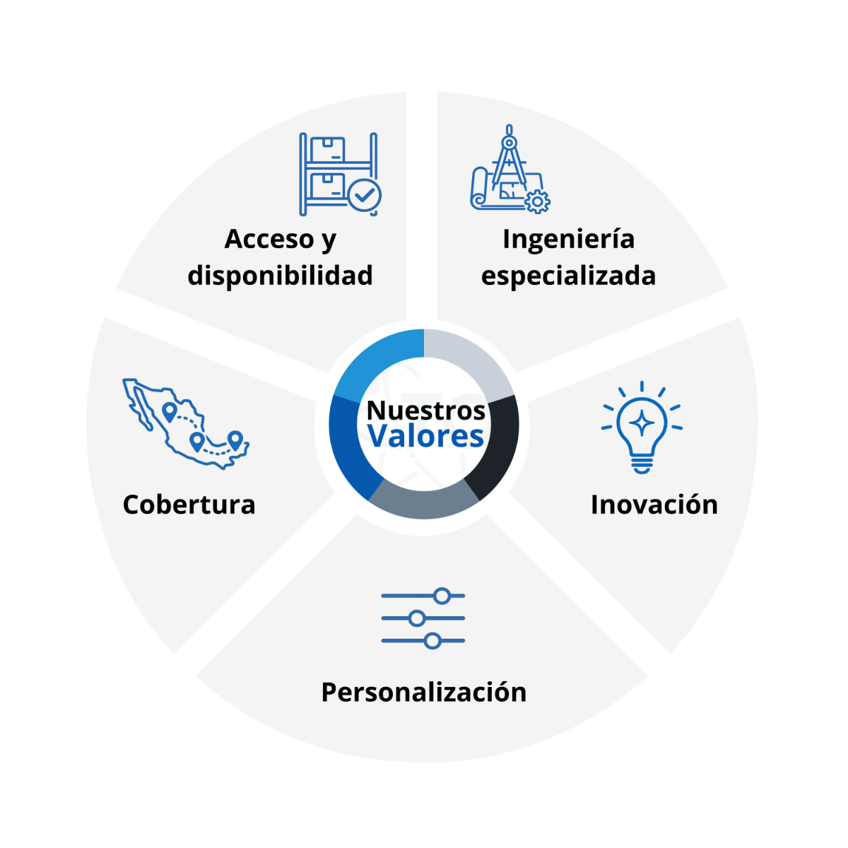 Diagrama de los cinco valores de Tecnoquim
